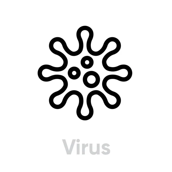 Vírus vektor ikon. Szerkeszthető vonal Baktérium piktogram. Absztrakt jel — Stock Vector