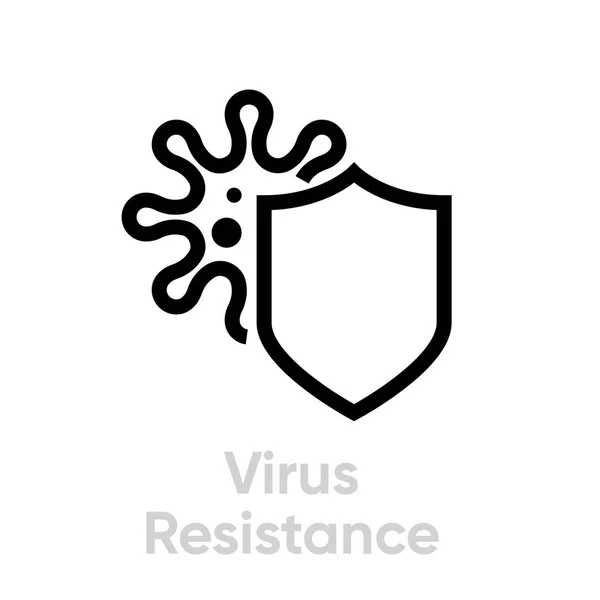 シールドベクトル編集可能なアイコンを持つウイルス抵抗 — ストックベクタ