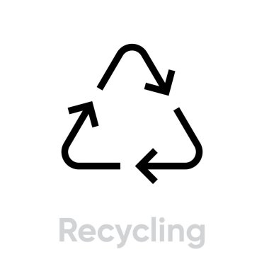 Vektör simgesi geri dönüşümü. Düzenlenebilir üç ok çizgisi pictogram