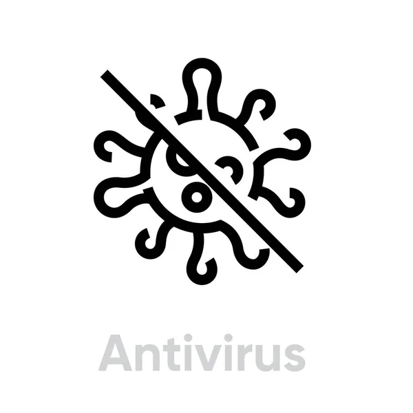 Stop Virus vagy Antivirus ikon vektor szerkeszthető vonal — Stock Vector