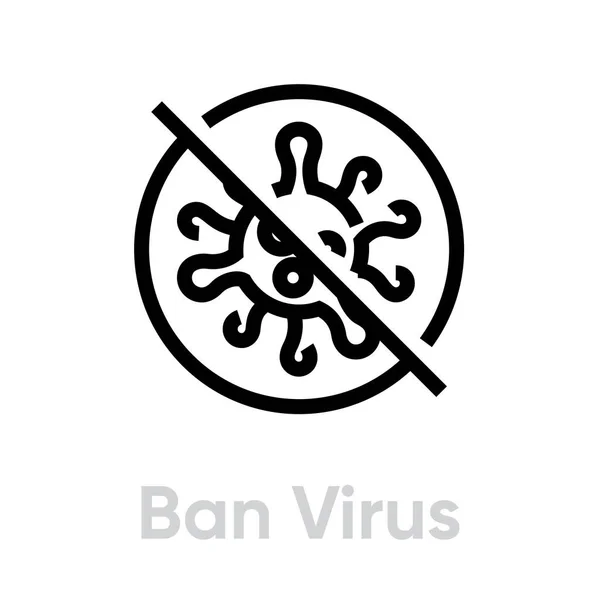 Ícone de vetor de linha editável vírus Ban . — Vetor de Stock