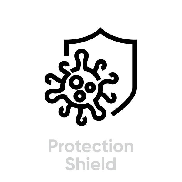 Protección escudo vector icono línea editable — Archivo Imágenes Vectoriales