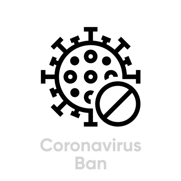 Ikon baris dapat disunting vektor Coronavirus Ban . - Stok Vektor