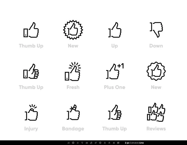 Thumb Up Editable Line Icons. — 스톡 벡터