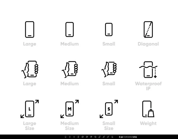 Iconos de Smart Phone Tech. Set de vectores de línea editables sobre fondo blanco . — Archivo Imágenes Vectoriales