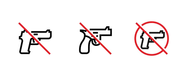 No Gun Sign vector set. Editable Line Icon Set. — Stock Vector