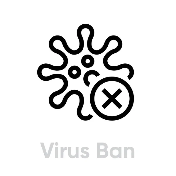 Vírus Ban símbolo vetor ícone de curso editável . — Vetor de Stock
