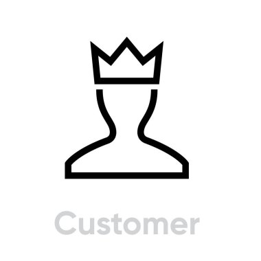 Crown Pictogram illüstrasyonlu Kullanıcı Müşteri simgesi Avatar.