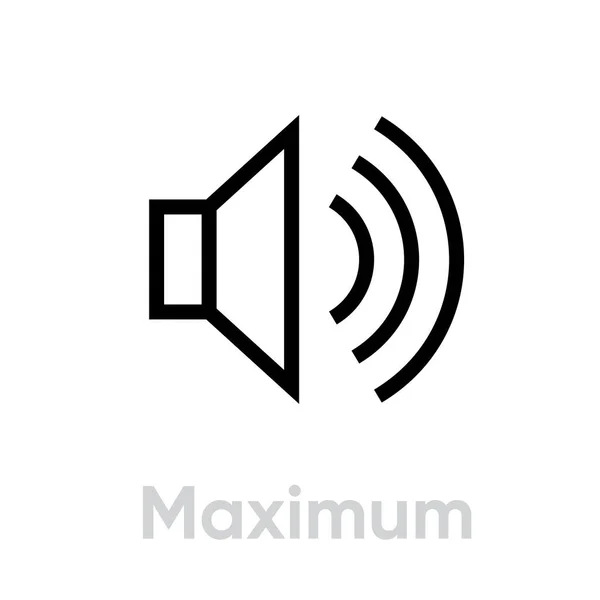 Max Volume alto segno icona linea modificabile — Vettoriale Stock