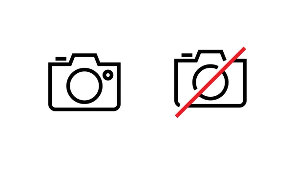 No Camera icon, no photo, stop, not to take photo set. Editable line vector symbols — Stock Vector