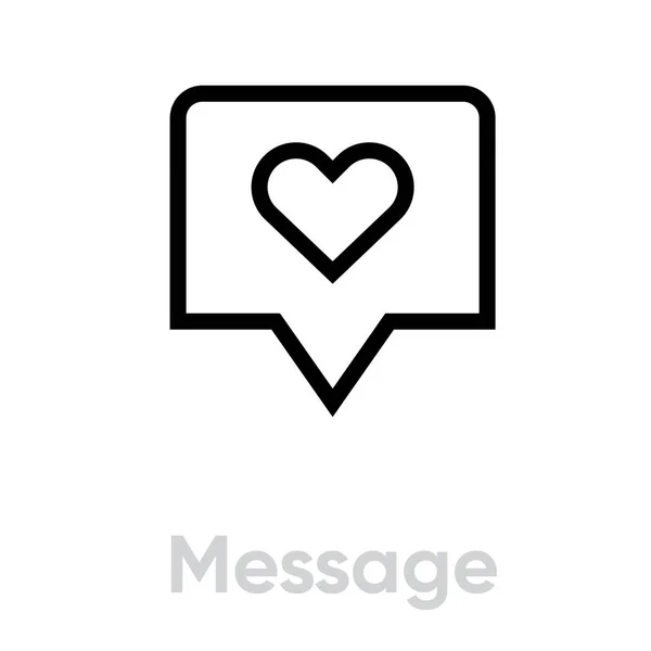 Icône de message d'amour. Illustration vectorielle rectiligne isolée sur fond blanc. — Image vectorielle