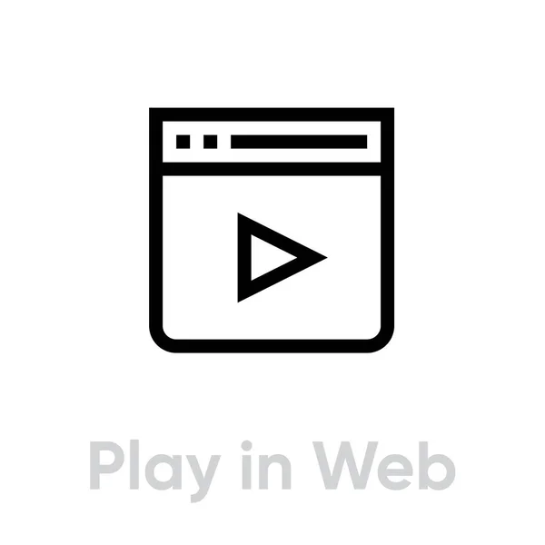 Vídeo e reprodução de TV no ícone da web. Vetor de linha editável. Único pictograma isolado em um fundo branco. —  Vetores de Stock