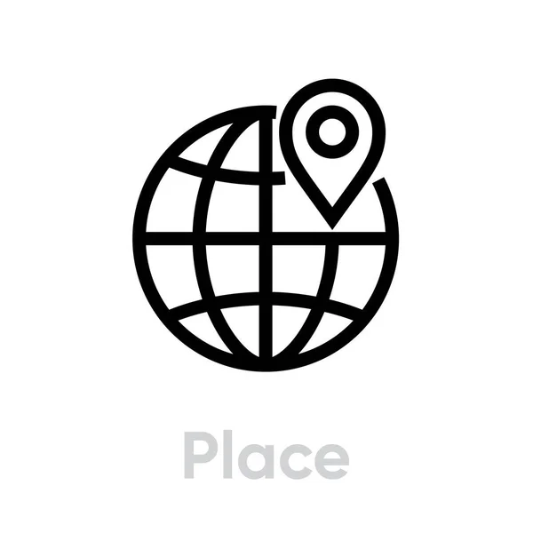 Place pointer location globe earth icon. Editable line vector. Simple isolated single sign. — Stock Vector