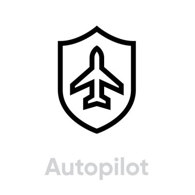Otomatik pilot uçak simgesi. Düzenlenebilir çizgi vektörü.