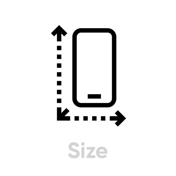 Specifiche tecniche icona del telefono dimensioni. Vettore di linea modificabile . — Vettoriale Stock