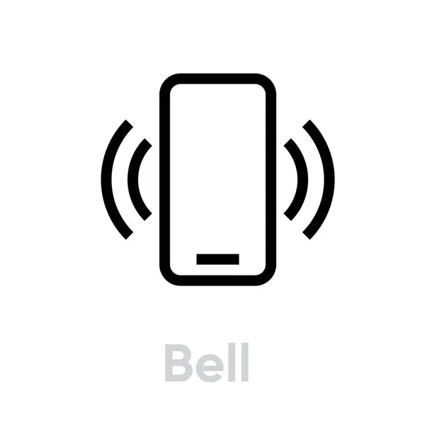 Bell phone icon. Editable line vector. — Stock Vector