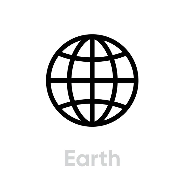 Earth globe planet icon. Editable line vector. Simple isolated single sign. — Stock Vector