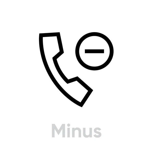 Minus call icon. Editable line vector. — Stock Vector
