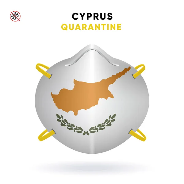 Cyprus quarantainemasker met vlag. Medisch voorzorgsconcept. Vectorillustratie Coronavirus geïsoleerd op witte achtergrond. Template Gevaar van Coronavirus — Stockvector