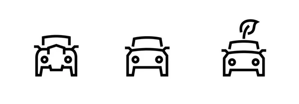 Set of three car evolution icons. Editable line vector. Simple symbol for website. — Stock Vector