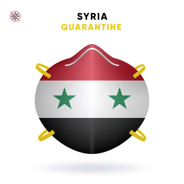 Syria Quarantine Mask with Flag. Medical Precaution Concept. Vector illustration Coronavirus isolated on white background. Template Danger of Coronavirus — Stock Vector