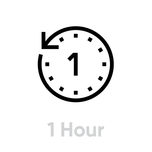 Icono de 1 hora. Esquema de vectores editables — Vector de stock