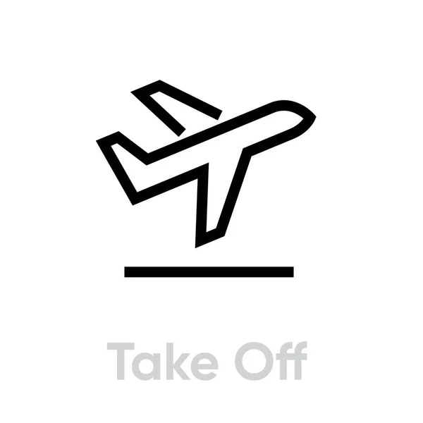 Flugzeug-Ikone abheben. Editierbarer Linienvektor. — Stockvektor