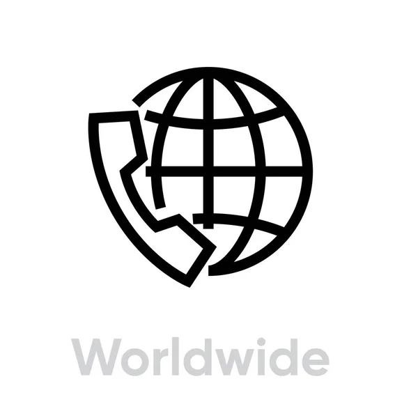 Icona di chiamata mondiale. Vettore di linea modificabile . — Vettoriale Stock
