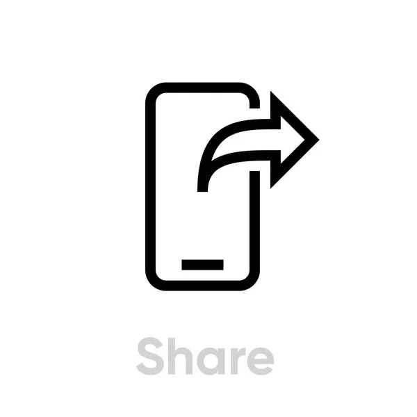 Share phone. Editable line vector. — Stock Vector