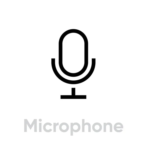 Teléfono del micrófono. Vector de línea editable . — Vector de stock
