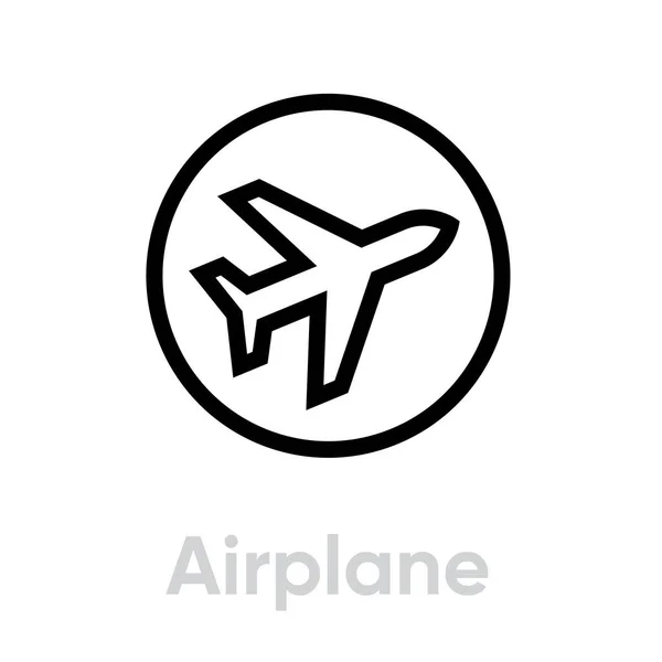 Icono del avión. Vector de línea editable . — Vector de stock