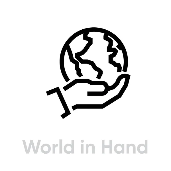 Dünya 'nın el küresi ikonu. Düzenlenebilir çizgi vektörü. — Stok Vektör