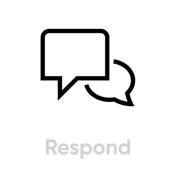 Responde al icono del mensaje de chat. Vector de línea editable . — Vector de stock