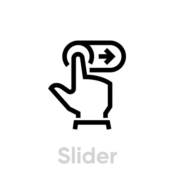 Deslizador mano gesto icono. Vector de línea editable . — Vector de stock