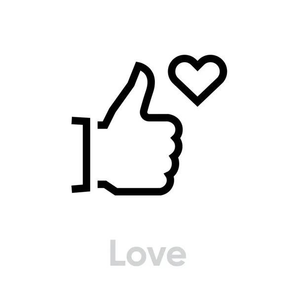 Love thumb up down icon. Editable line vector. — Stock Vector