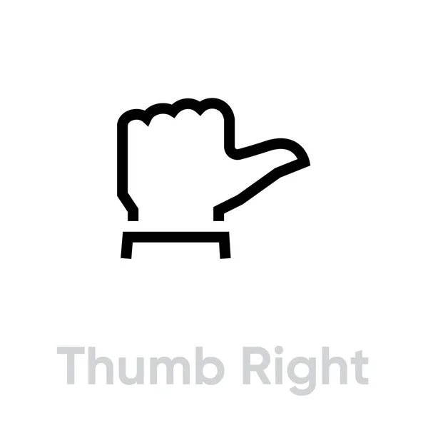 Thumb up right down icon. Editable line vector. — Stock Vector