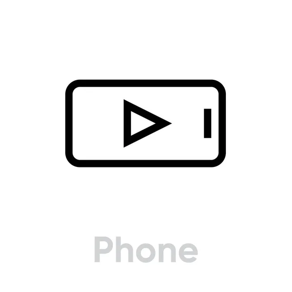 Teléfono icono de televisión de vídeo. Vector de línea editable . — Vector de stock