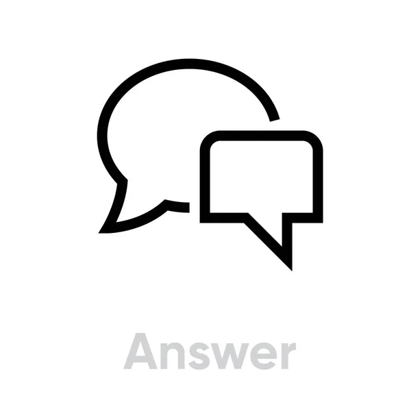 Rispondi all'icona del messaggio di chat. Vettore di linea modificabile . — Vettoriale Stock