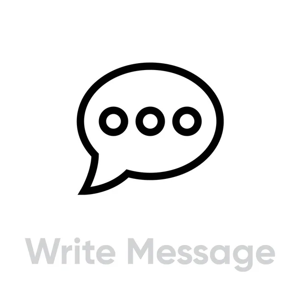 Escribe el icono del chat de mensajes. Vector de línea editable . — Vector de stock