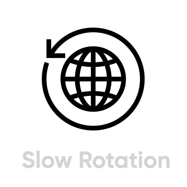 Ícone terrestre de rotação lenta do globo. Vetor de linha editável . — Vetor de Stock