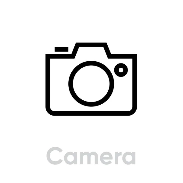 Icona della fotocamera. Design lineare piatto. Schema vettoriale modificabile . — Vettoriale Stock