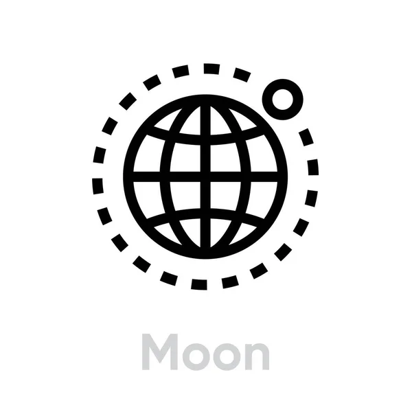 Moon globe earth icon. Editable line vector. — Stock Vector