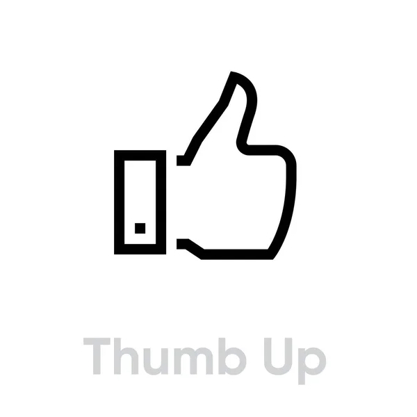 Thumb up hand gesture icon. Editable line vector. — Stock Vector