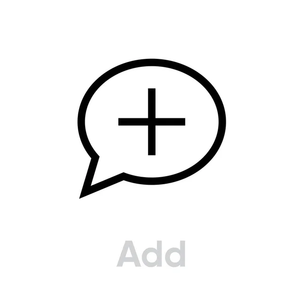 Fügen Sie Nachricht Social Icon hinzu. Editierbarer Linienvektor. — Stockvektor