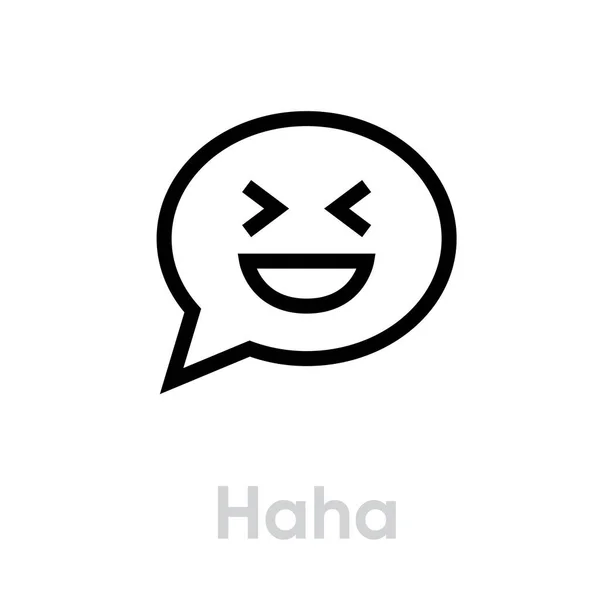 Haha message social icon. Editable Vector Outline. — Stock Vector