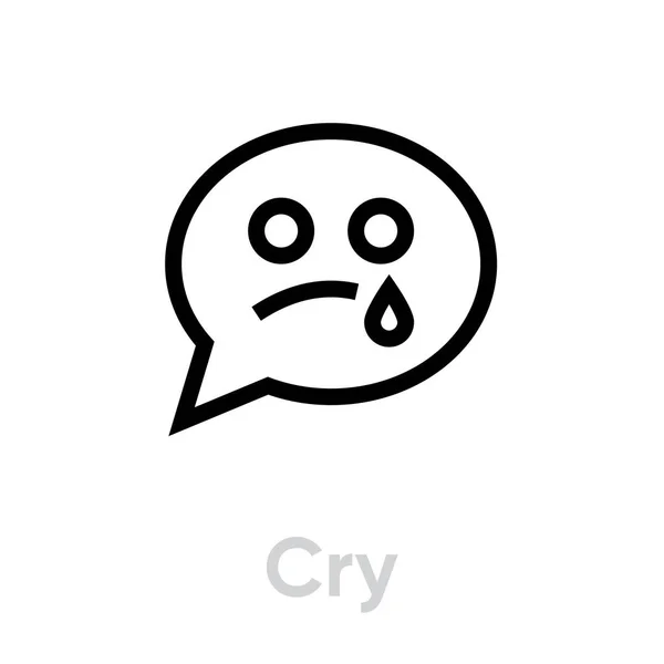 Cry message chat icon. Editable Vector Outline. — Stock Vector