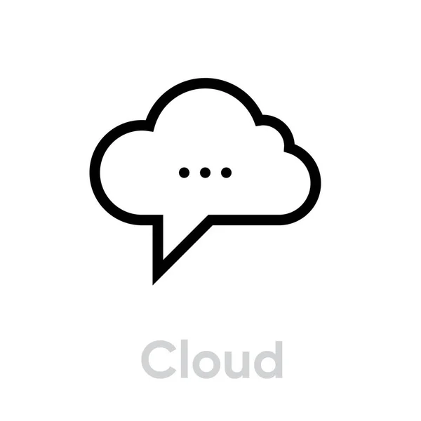 Icono social de mensaje en la nube. Esquema de vectores editables . — Archivo Imágenes Vectoriales