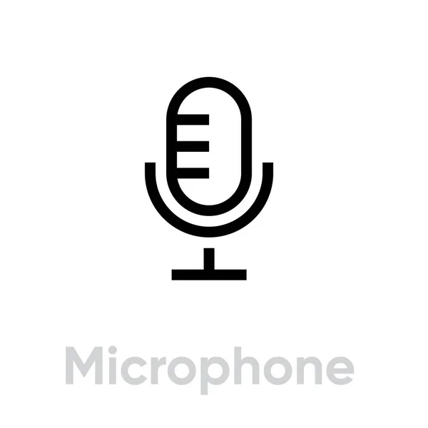 Icône de microphone. Vecteur de ligne modifiable . — Image vectorielle