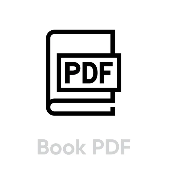 Buch als PDF-Icon. Editierbarer Linienvektor. — Stockvektor