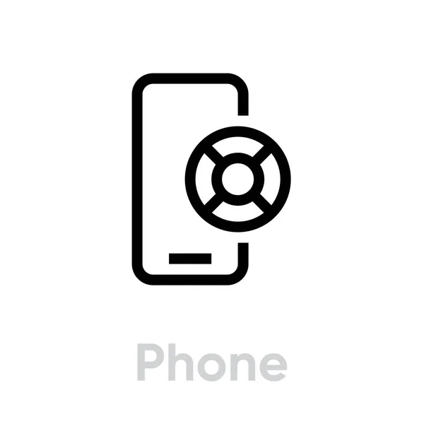Icône d'aide de bouée de sauvetage téléphonique. Vecteur de ligne modifiable . — Image vectorielle